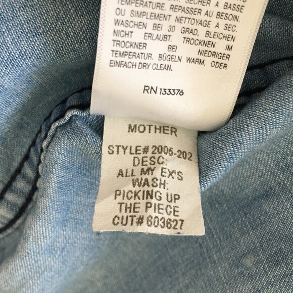 MOTHER Snap Button ALL My EX'S Picking Up The Piece Long Sleeve Chambray Shirt - Picture 3 of 16